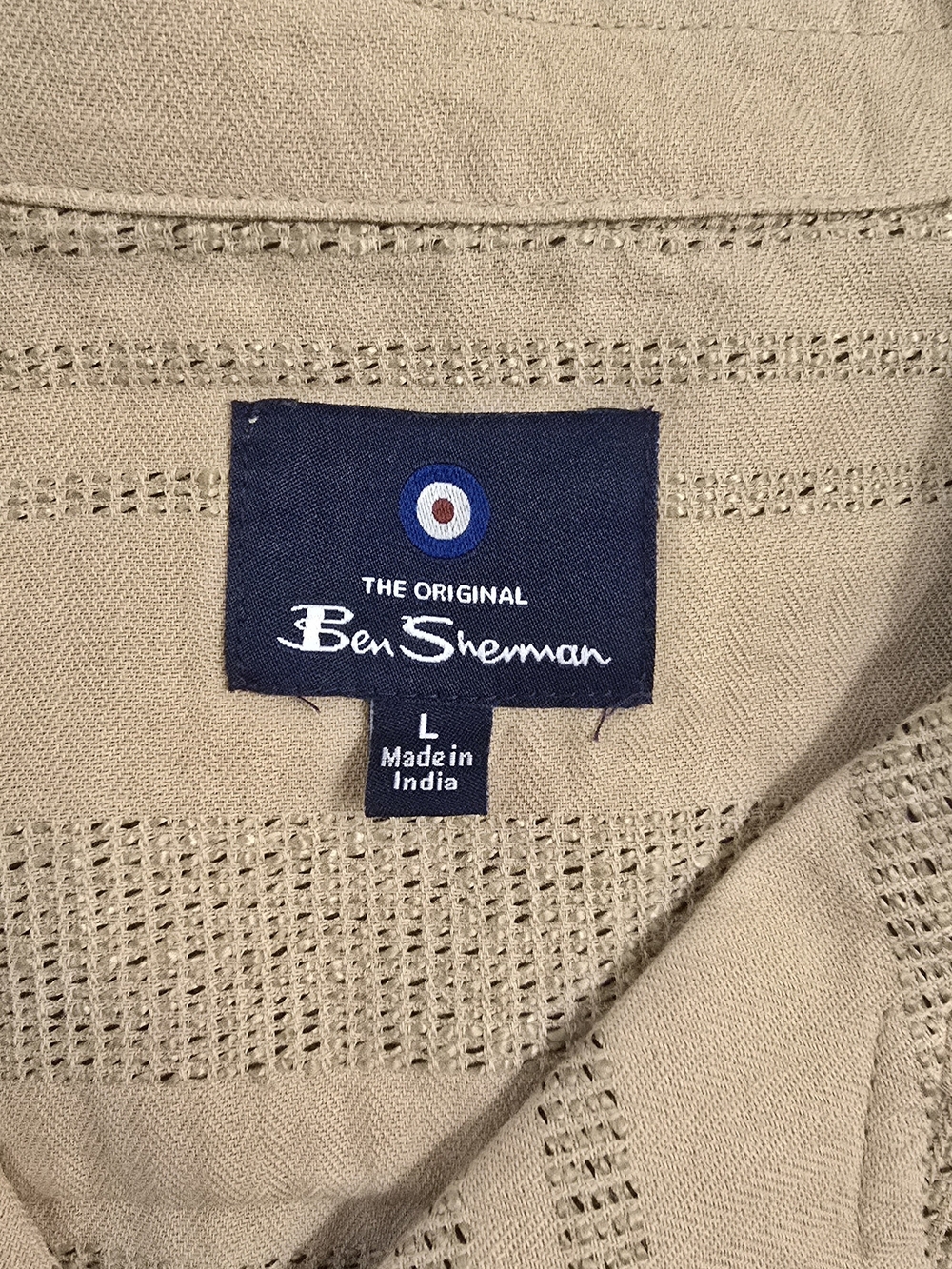 Ben Sherman Textured Stripe Short Sleeve Shirt Men's Striped Cotton Blend Shirt - Picture 3 of 8